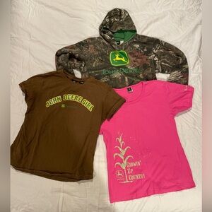 Set of 3 John Deere Kids Set - Camo Hoodie, Brown, and Pink